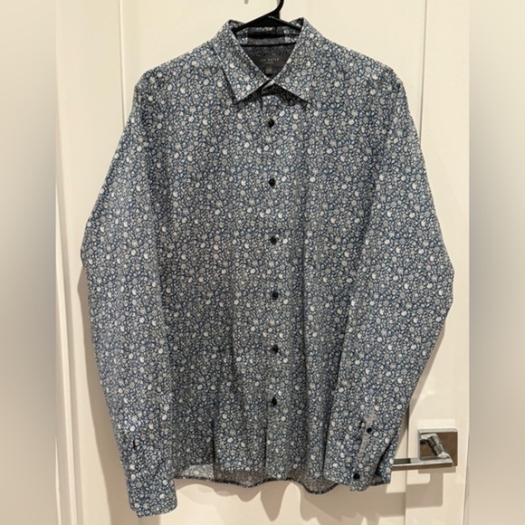 Ted Baker endurance floral print Men's Blue Patterned Shirt size 15.5. H - Picture 1 of 7